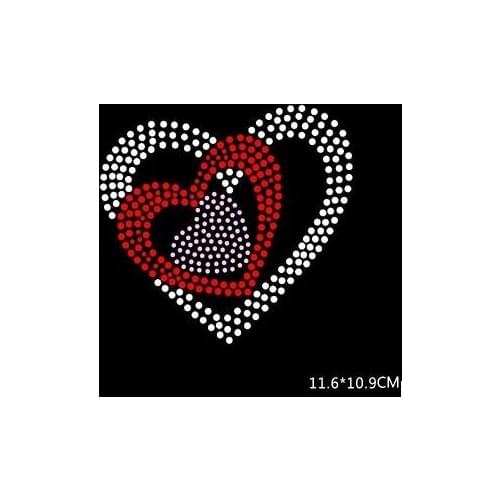 2pc/lot Heart patches appliques iron on crystal transfers design iron on rhinestone motifs rhinestones fix for bag shoes cap