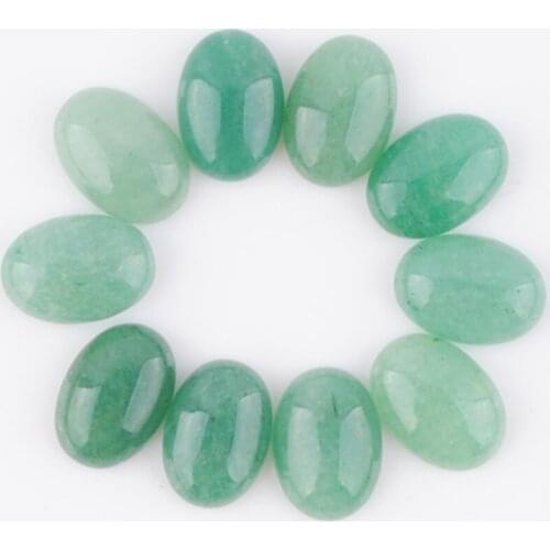 20Pcs 10x14mm Aventurine Cabochon No Hole Natural Stone Oval Beads for DIY Jewelry Making Patch Accessories Handicrafts QU3054