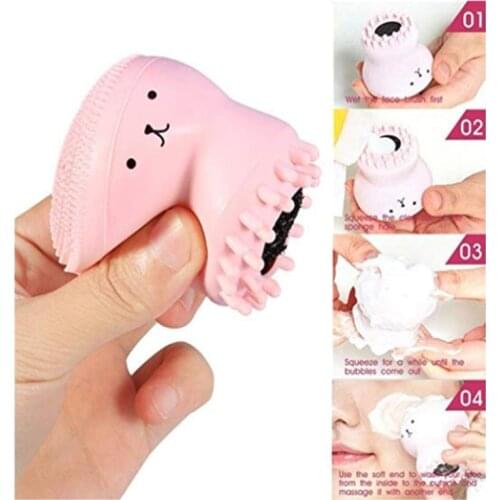 2019 Cleaning Face Tools Brush Pink Cute Facial Cleansing Animal Octopus brush Exfoliator Cute Silica Gel Massage Deep Skin Care