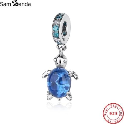 2021 Summer New 925 Glass Sea Turtle Dangle Charms Beads fit Original Bracelets Necklace Women DIY Jewelry