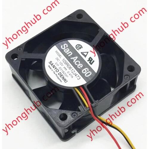 Sanyo Denki 109R0612J473 Server Cooling Fan DC 12V 0.47A 60x60x25mm 3-wire