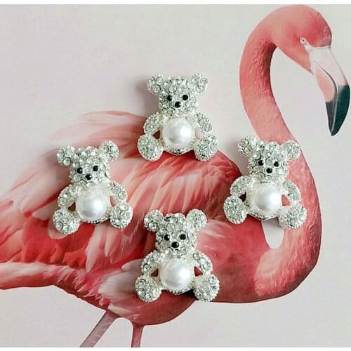 5 pcs/lot New Full Diamond Pearl Bear Alloy Accessories DIY Handmade Cartoon Childrens Hair Accessories Pendant Doll Bracelet J