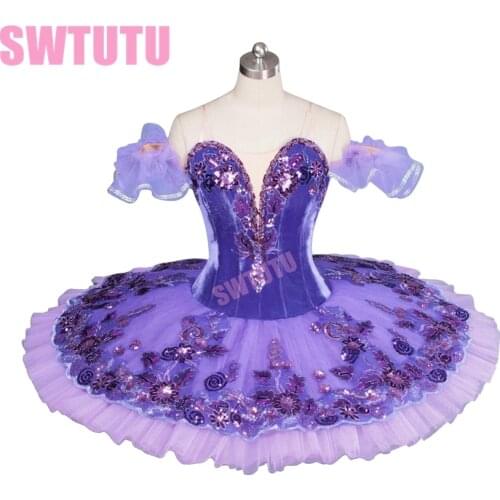 Adult velvet purple ballet tutu,purple classical competiton ballet tutu professional ballet costumes for womenBT9043