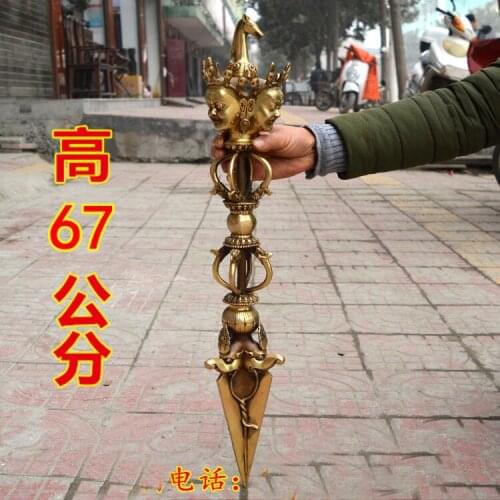 67CM large # TOP COOL # Buddhism ghostdom FENG SHUI Horse head King Kong drop exorcism God magic pestle Weapon talisman