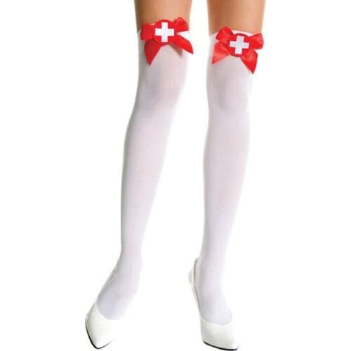 Sexy Lady Women Girl Bow Lace Hosiery Fashion Stretch Thigh High Patchwork Over The Knee Stockings Female Accessories