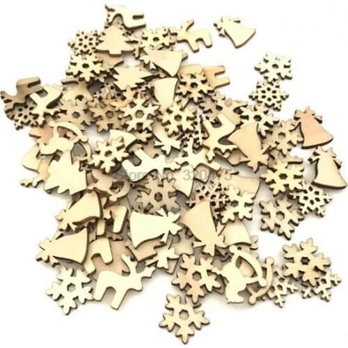 DHL 200bag 100pcs/bag Wooden DIY Christmas Tree Decorations Hanging Ornaments DIY Christmas Table Decorations