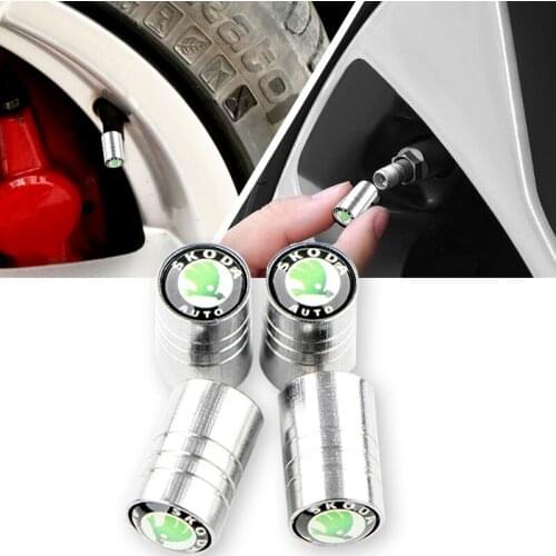 4 pcs/set New fashion Car styling Wheel round Tire Valve Caps For Skodas Octavia A5 A7 Fabia superb car-styling Accessories