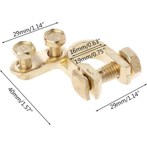 2Pcs Durable Replacement Auto Car Battery Terminal Clamp Clips Brass Connector