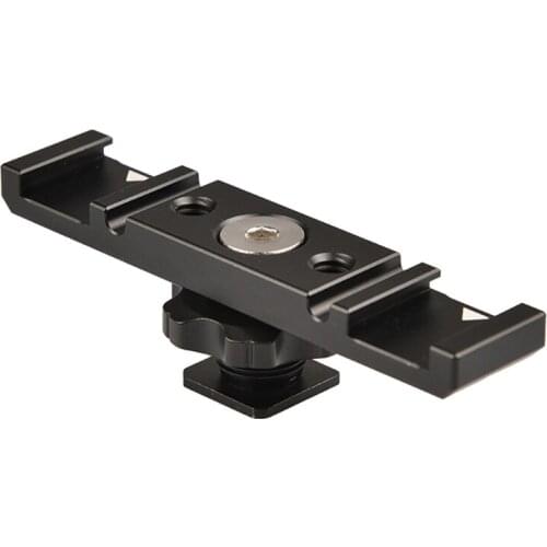 Hot Shoe Bracket Camera Dual Hot Shoe Extension Bar Mount Bracket Microphone Fill Light K1AF