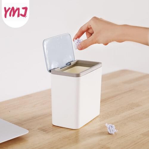 Square Mini Bucket Small Waste Bin Desktop Garbage Basket Home Table Plastic Office Supplies Trash Can Dustbin Sundries Barrel