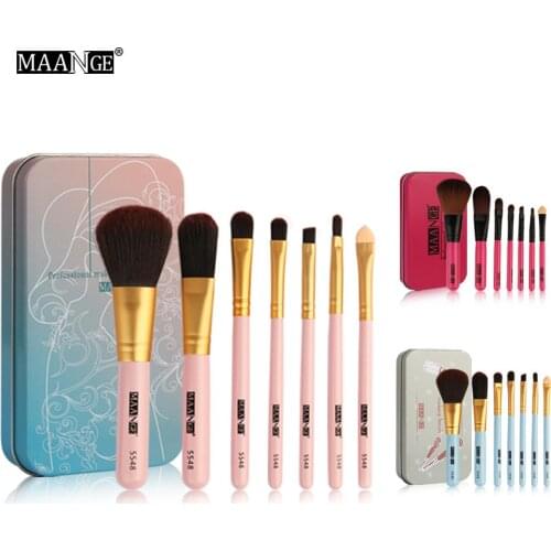 Hot Selling 7 Iron Case Makeup Brush, Portable Eye Shadow Brush Cosmetic Tool Makeup Tolls Gift for Women