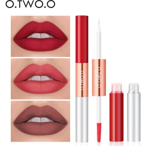 O.TWO.O 2 In 1 Matte Liquid Lipstick Transparent Lip Gloss Glitter Lips Makeup Cosmetics Long Lasting Waterproof Lipgloss