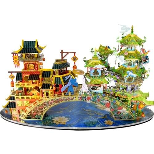 Picture Kingdom 3D Metal Puzzle Meet at the Broken Bridge building model KITS Gift jigsaw Toys For Children
