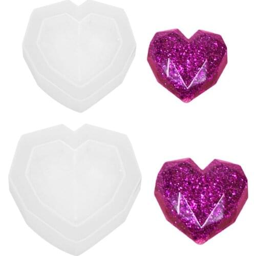 Mini 3D Geometric Heart Shape Silicone Epoxy Resin UV Glue Crafts Mold Creative DIY Art Pendant Brooch Jewelry Tool Accessory