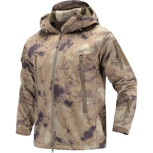 Men Outdoor Camouflage Jacket TAD Shark Skin Soft Shell Hoodie Tactical Hunting windproof Coat Camping Hiking Clothing