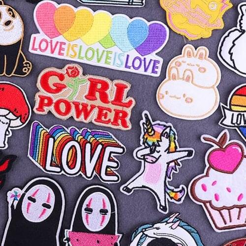 Patches For Clothing Cartoon Stripes Badges Applique Iron On Patches On Clothes Cute Things Flower Kids Clothing Stickers Patch