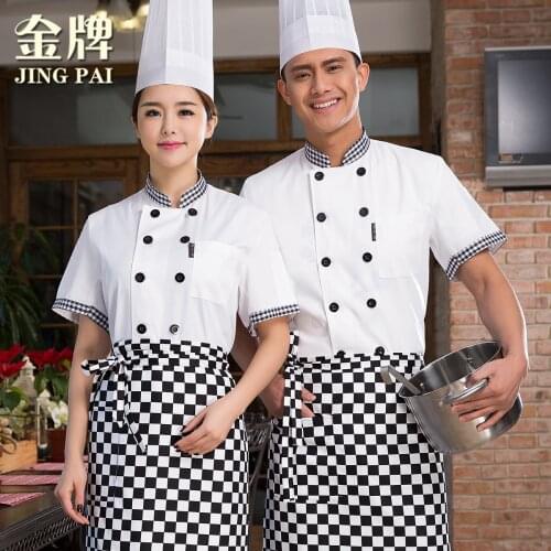 New Arrival Hotel Service Clothes Summer Chef Wear Short Sleeved Chef Uniforms Work Jacket Adult Kitchen Wear Plus Size B-6033