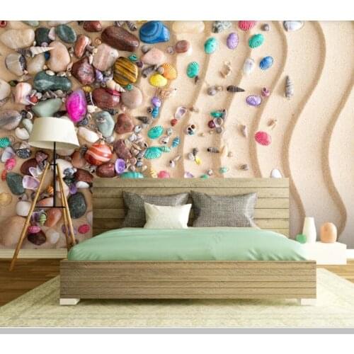 Papel de parede beach shell stone sand 3d wallpaper,living room tv wall bedroom wall papers home decor bar cafe KTV mural