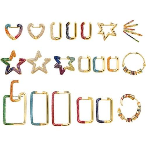 Five-pointed star candy love retro diamond outfit brand exquisite cute charm luxury Love 18K gold ear clip sterling silver sets