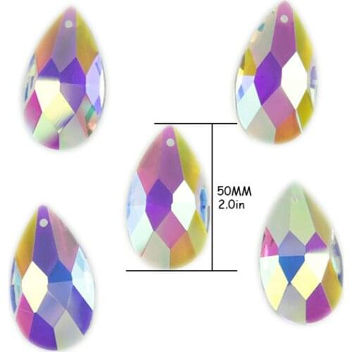 Mix Color 50mm Teardrop Glass Crystal Prisms Pendants Chandeliers Parts Garland Spectra Lustres Lamp Hang Drops Decor Ornament
