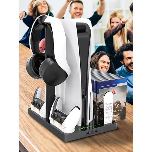 Dual Controller Charger Console Vertical Cooling Stand Charge Station For Playstation 5 For PS5 Charging Dock Station Fan Cooler