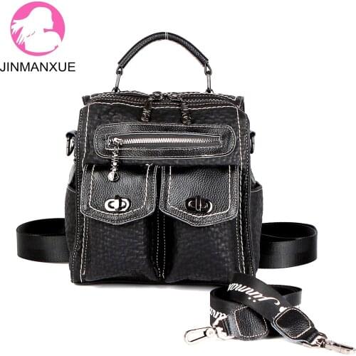 Vintage Leather Handbags Multiple Pockets Bag For Women High Capacity Shoulder bags Korean Version High Quality Satchel Purse