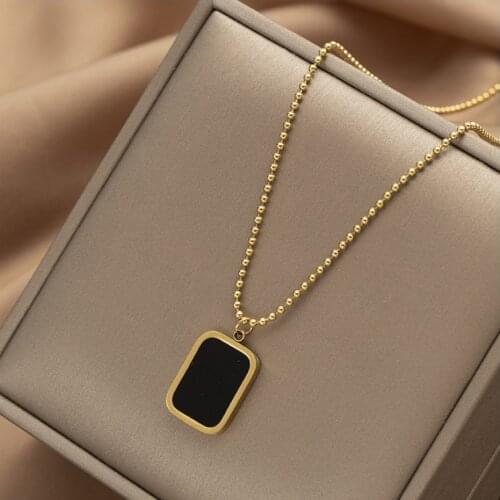 316L Stainless Steel Fashion High-end Jewelry Minimalism Geometric Shape Choker Charms Beaded Chain Necklaces Pendants For Women