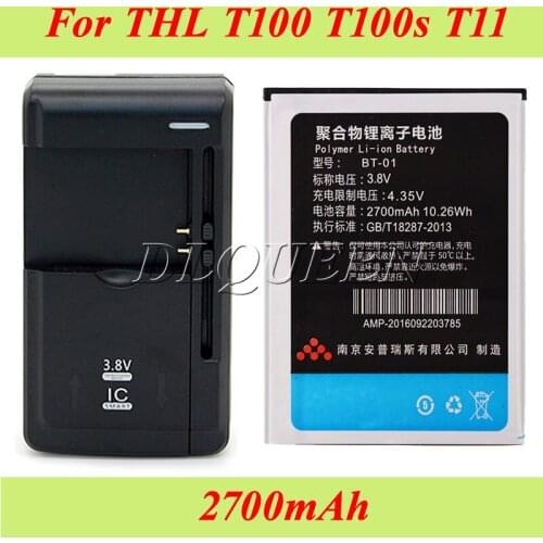 1LOT=1PC Desk Dock Charger +1PC 2700mAh BT-01 For THL T100S T11 DNS S5008 Battery Batterie Bateria AKKU Accumulator