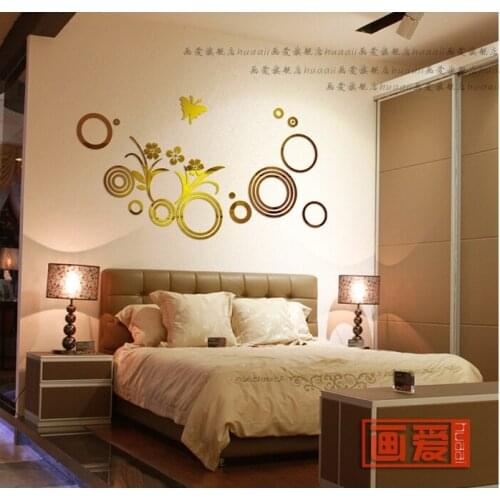 Mirror acrylic three-dimensional wall stickers bathroom decoration mirror marriage room decoration