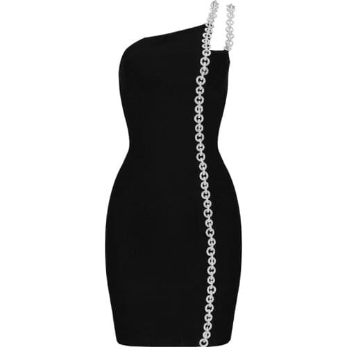 2021 New Bandage Dress Summer Sexy Bodycon Women Dresses Black Midi Dress Beading Ladies Clothes Party Club Celebrity