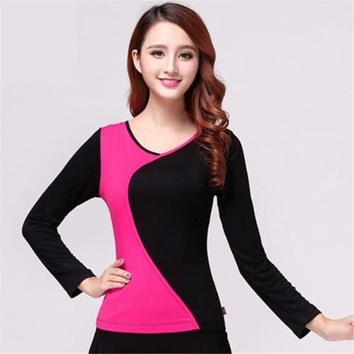 New Fashion Round Neck Modal Cotton Modern Women Latin Dance Long Sleeve Top Dress Performance Costume Dance Practice Clothes