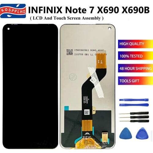 6.95" For INFINIX Note 7 X690 X690B LCD Display + Touch Screen Digitizer Assembly Infinx Note7 Replacement + Tool & Adhesive