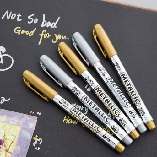 1pc Metallic Color Waterproof Permanent Oil Marker Pen For Tires CD Fabric Glass Wood Greeting Card Signature Pen Office Supply