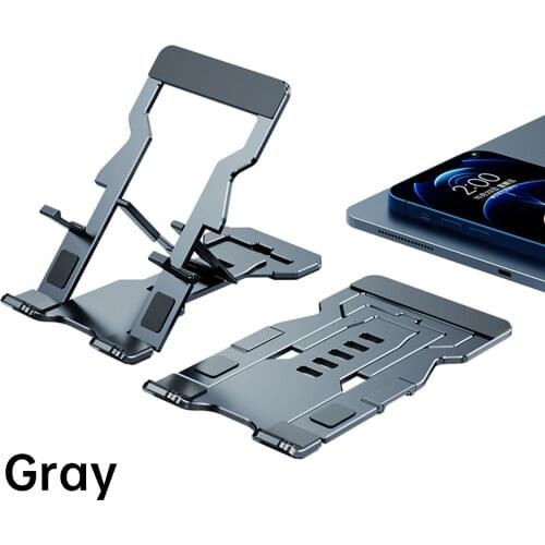1pc 7-level Height Adjustable Phone Stand Folding Ultra-thin Aluminum Alloy Portable Phone Holder for Phone/12inch Tablet Holder