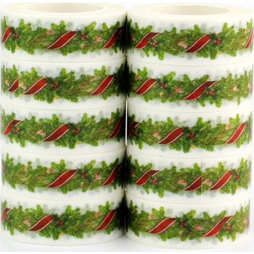 10PCS/lot Decor Christmas Wreath Washi Tapes Paper for Planner Scrapbooking Stickers Masking Tapes School Supplies Stationery
