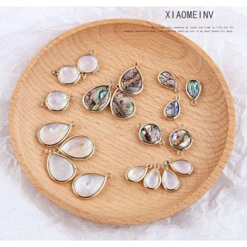 6pcs Alloy Embedded with Abalone Round Double Hanging Drop Earrings Necklace Material Diy Jewelry Accessories 2020 Vintage Women