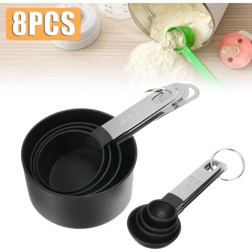 8pcs Stainless Steel Bake Measuring Cup Spoon Set Flour Milk Coffee Scale Scoop Home Tools Kitchen Accessories