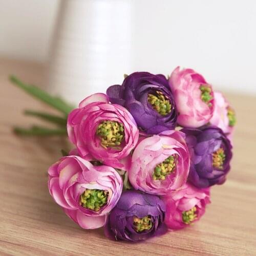 9pcs/ Bouquet Peony Artificial Silk Flowers Real Touch Fake Bouquet for Wedding Home Table Decoration Simulation Peony Flowers