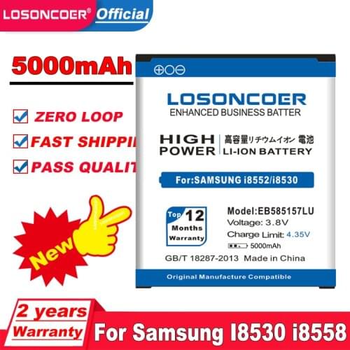 100% New 5000mAh EB585157LU For Samsung Galaxy Win i8552 Battery i8550 Express i8730/Grand Quattro Beam i8558 i869 i8530 Battery