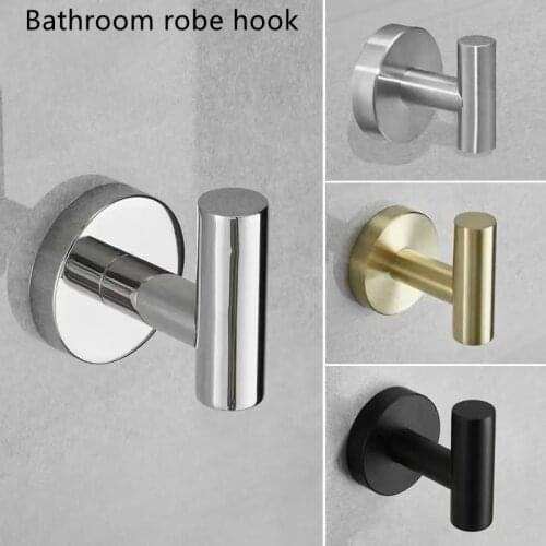 American Silver Stainless Steel Coat Hook Round Wall-mounted Robe Hook Bathroom Hook for Towels Bag Hat Bath Hardware Set