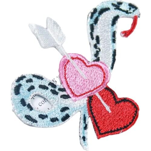 An Arrow Piercing The Heart Snake Badges Patches Embroidered Applique for Jacket Clothes Stickers Badge DIY Apparel Accessories