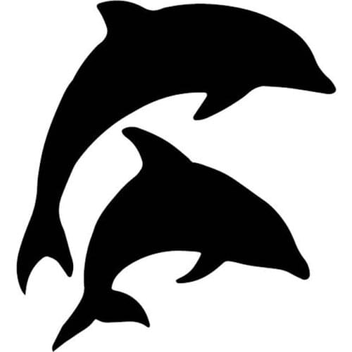 Couple Dolphin Applique Fashion Car Window Decoration Applique Personality Pvc Waterproof Applique Black/white, 16cm*15cm