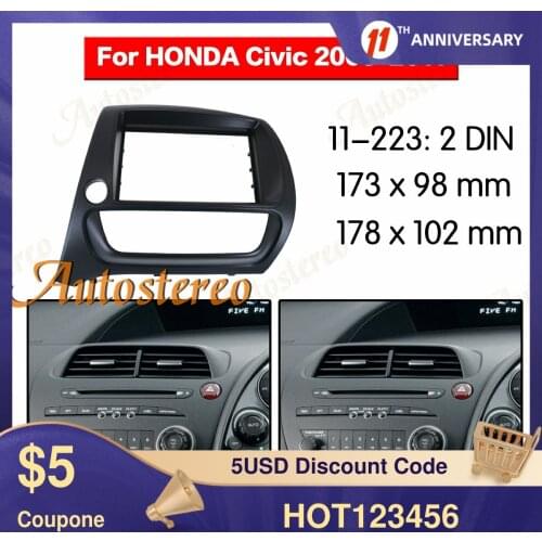 Car radio Frame Panel Auto Radio Stereo Fascia For for Honda Civic 2005+ European, LHD Audio Radio Player Surround Panel