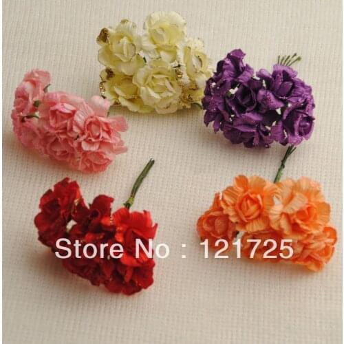 Free Shipping Paper Flowers Mini artificial Flower Hand Made Small Wedding Bouquet Scrapbooking Decor