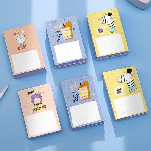 50 Sheets Kawaii Animal Memo Pad Cartoon Cute Bookmarks Notepaper Page Flags School Supplies Stationary Anime Stationery