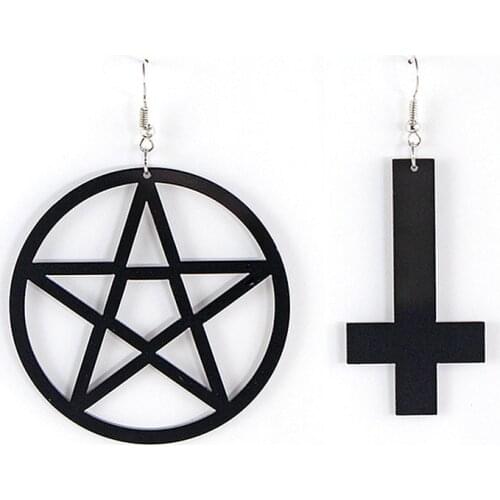 Oversized Acrylic Cross Pentagram Drop Earrings Pendientes Asymmetric Big Circle Star Dangle Earrings For Women Fashion Jewelry