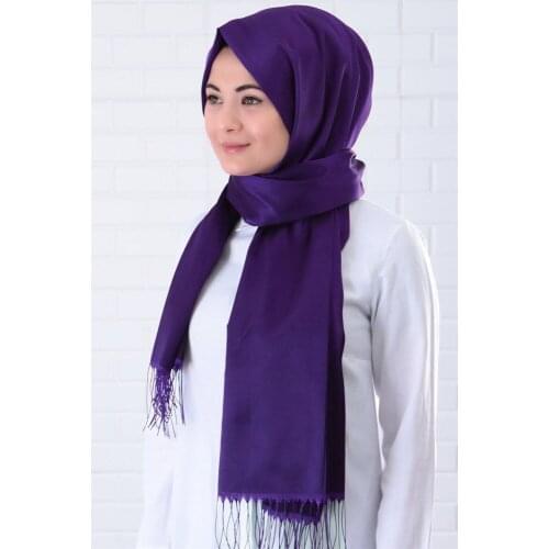 Düz Renkli Şal Mor Tesettür Başörtüsü