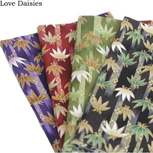 BLACK WINE RED PURPLE GREEN Bamboo 100% Cotton bronzed Japanese fabrics for DIY Craft Quilting Handwork Home decor Bag Cushion