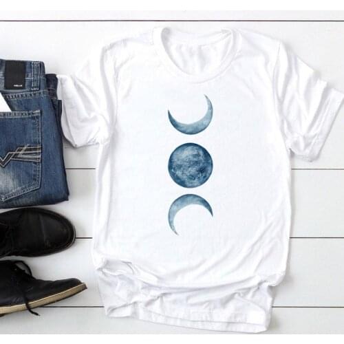 Clothes T-Shirt Women Printing Short Sleeve Moon Space Fashion Cartoon Summer Graphic T Top Lady Print Tee Female Tshirts