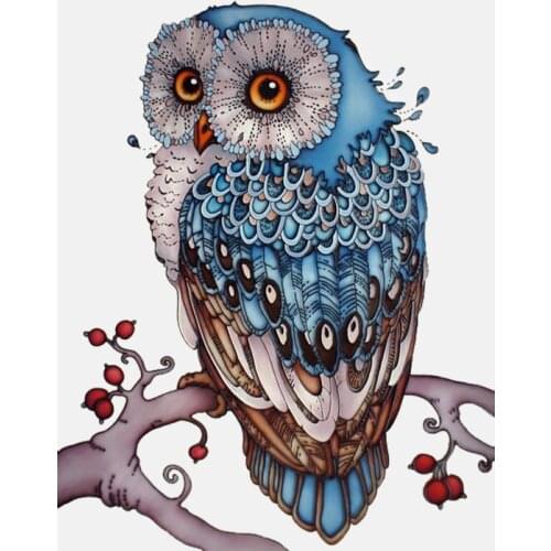 Interestingly Hand-painted Blue Owl PVC Car Sticker Waterproof Sun Protection Anti-UV Apply To Car Window Windshield Laptop